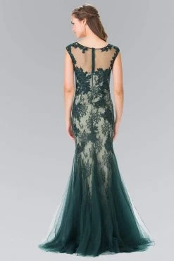 Elizabeth K - GL2276 Sleeveless Illusion Tulle Trumpet Gown Formal Gowns