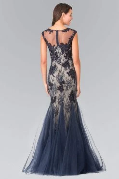 Elizabeth K - GL2276 Sleeveless Illusion Tulle Trumpet Gown Formal Gowns