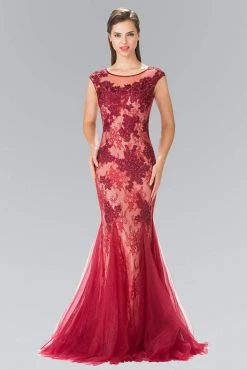 Elizabeth K - GL2276 Sleeveless Illusion Tulle Trumpet Gown Formal Gowns