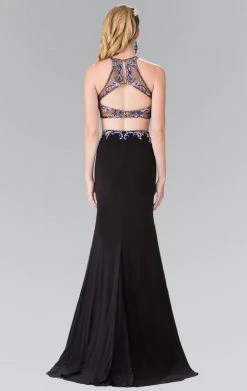 Elizabeth K - GL2277 Beaded Halter Neck Rome Jersey Trumpet Gown