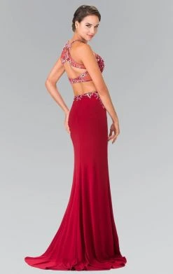 Elizabeth K - GL2277 Beaded Halter Neck Rome Jersey Trumpet Gown