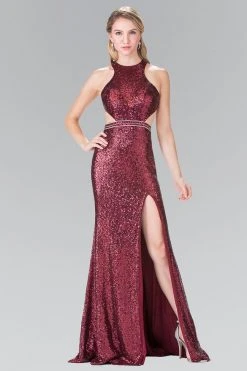 Elizabeth K - GL2278 Halter Long Dress With Slit