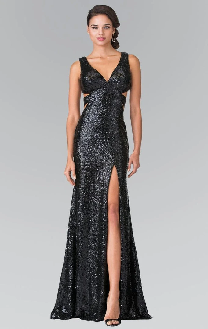 Formal Gowns Elizabeth K - GL2300 V-Neck Long Dress With Slit 3 Formal Gowns Elizabeth K - GL2300 V-Neck Long Dress With Slit
