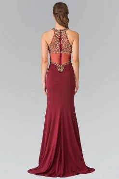 Elizabeth K - GL2328 Embellished Halter Neck With Sheer Back Gown 5 Elizabeth K - GL2328 Embellished Halter Neck With Sheer Back Gown