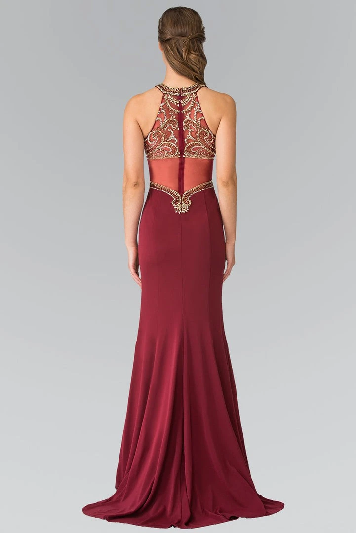 Elizabeth K - GL2328 Embellished Halter Neck With Sheer Back Gown 4 Elizabeth K - GL2328 Embellished Halter Neck With Sheer Back Gown