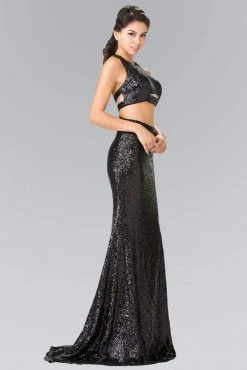 Formal Gowns Elizabeth K - GL2333 Mock Two-Piece Sequined Sheath Gown