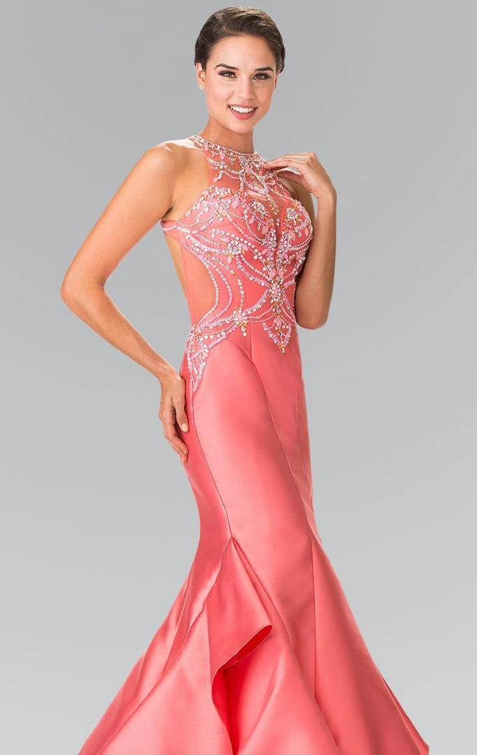 Elizabeth K - GL2357 Beaded Halter Ruffled Mermaid Gown Formal Gowns 4 Elizabeth K - GL2357 Beaded Halter Ruffled Mermaid Gown Formal Gowns