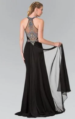Elizabeth K - GL2358 Beaded Halter Long Gown