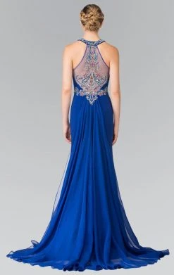Elizabeth K - GL2358 Beaded Halter Long Gown