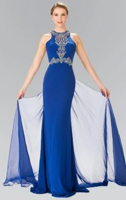 Elizabeth K - GL2358 Beaded Halter Long Gown