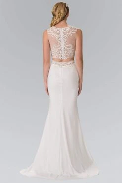 Formal Gowns Elizabeth K - GL2373 Two-Piece Beaded Lace Top Evening Gown 5 Formal Gowns Elizabeth K - GL2373 Two-Piece Beaded Lace Top Evening Gown