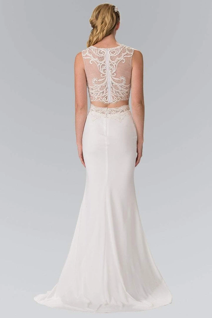 Formal Gowns Elizabeth K - GL2373 Two-Piece Beaded Lace Top Evening Gown 4 Formal Gowns Elizabeth K - GL2373 Two-Piece Beaded Lace Top Evening Gown
