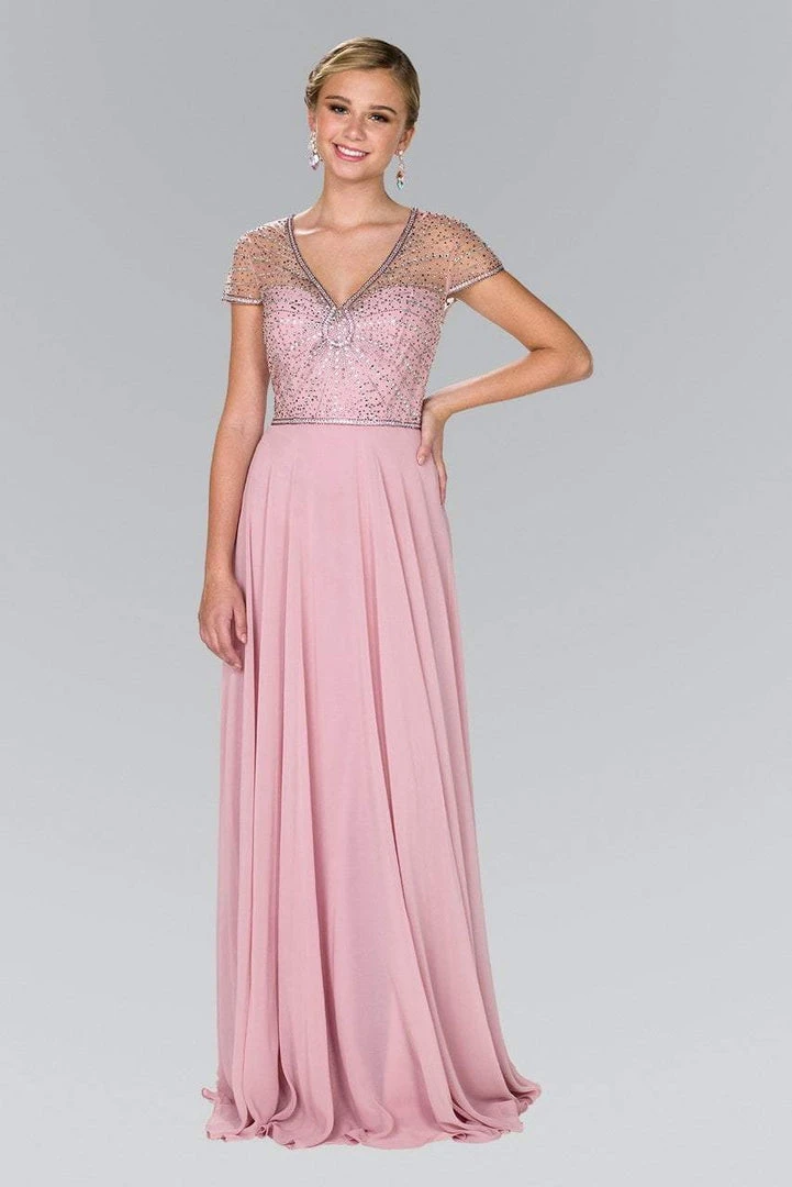 Formal Gowns Elizabeth K - GL2405 Beaded V-neck Sheath Dress 4 Formal Gowns Elizabeth K - GL2405 Beaded V-neck Sheath Dress