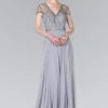 Formal Gowns Elizabeth K - GL2405 Beaded V-neck Sheath Dress 2 Formal Gowns Elizabeth K - GL2405 Beaded V-neck Sheath Dress