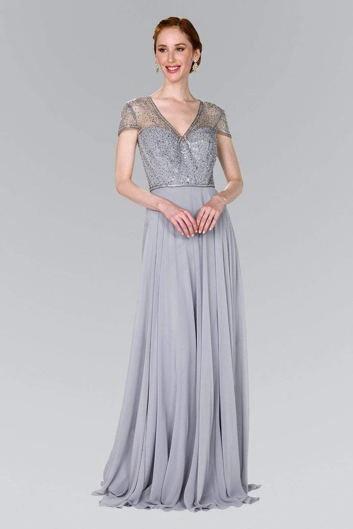 Formal Gowns Elizabeth K - GL2405 Beaded V-neck Sheath Dress 3 Formal Gowns Elizabeth K - GL2405 Beaded V-neck Sheath Dress