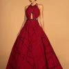 Formal Gowns Elizabeth K - GL2502 Embellished Halter Jacquard Ballgown