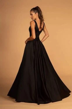 Elizabeth K - GL2532 Sleeveless Deep V-Neck Satin Ballgown Formal Gowns