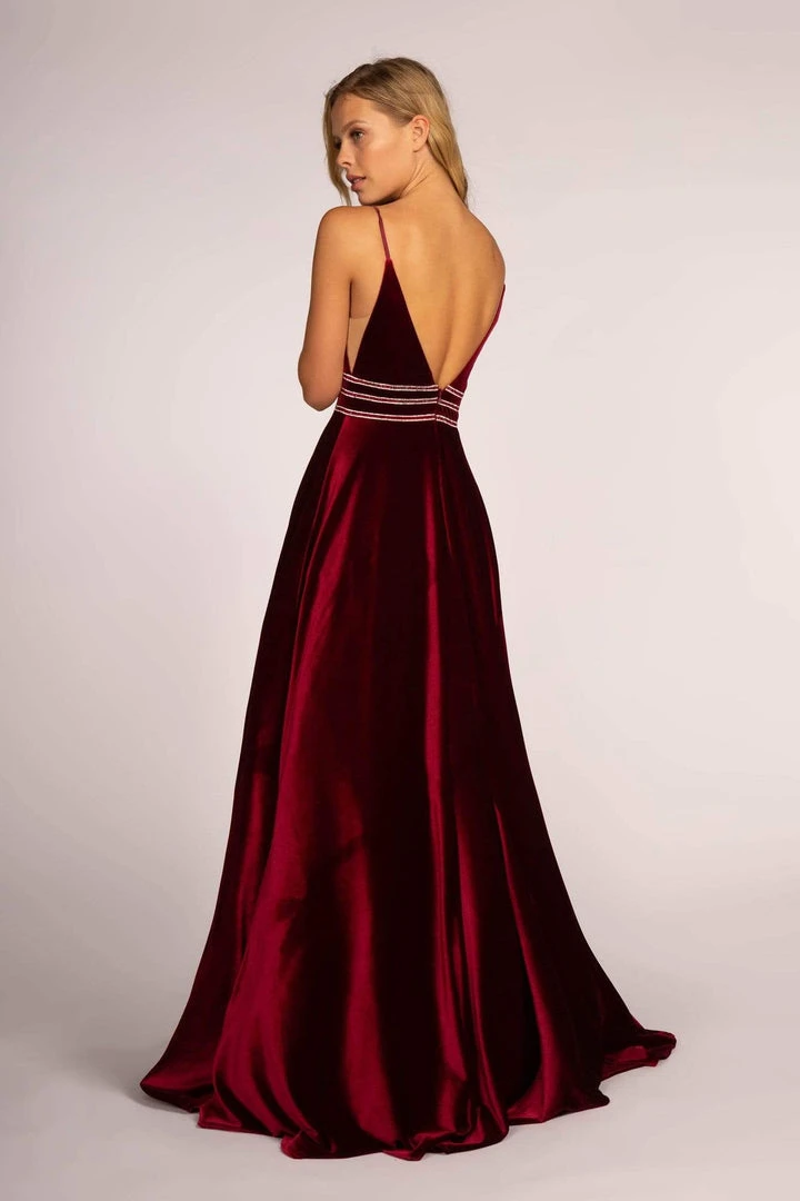 Elizabeth K - GL2584 Illusion Plunging Neck Sleeveless Velvet Gown 4 Elizabeth K - GL2584 Illusion Plunging Neck Sleeveless Velvet Gown