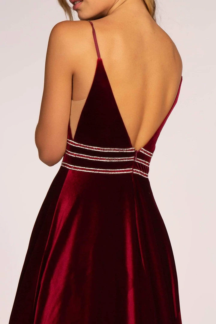 Elizabeth K - GL2584 Illusion Plunging Neck Sleeveless Velvet Gown 6 Elizabeth K - GL2584 Illusion Plunging Neck Sleeveless Velvet Gown