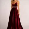 Elizabeth K - GL2584 Illusion Plunging Neck Sleeveless Velvet Gown