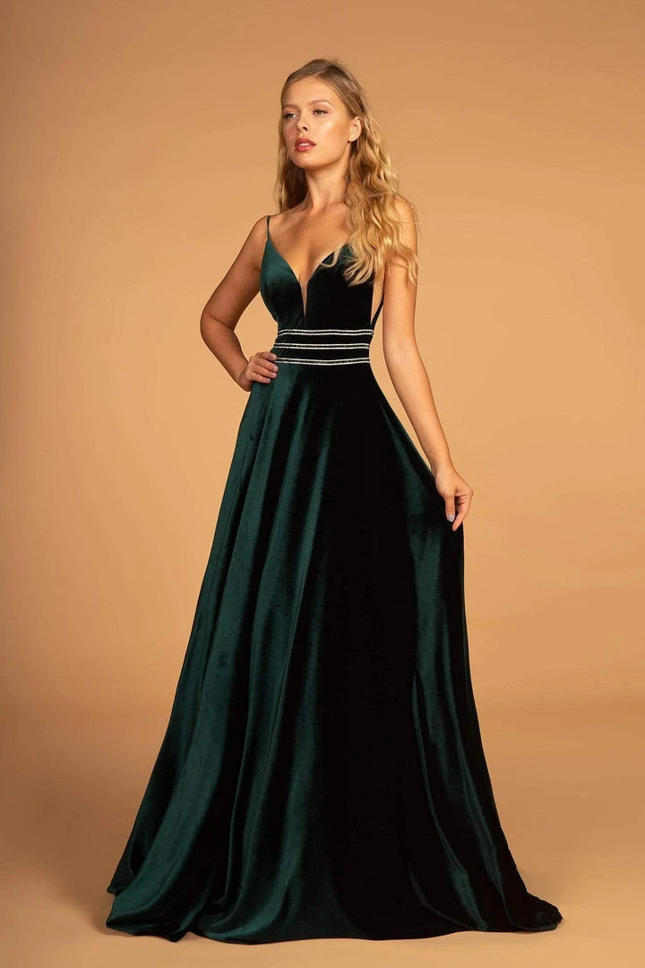 Elizabeth K - GL2584 Illusion Plunging Neck Sleeveless Velvet Gown 7 Elizabeth K - GL2584 Illusion Plunging Neck Sleeveless Velvet Gown