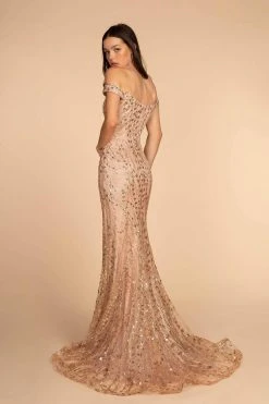 Elizabeth K - GL2585 Glitter Sequined Off-Shoulder Gown