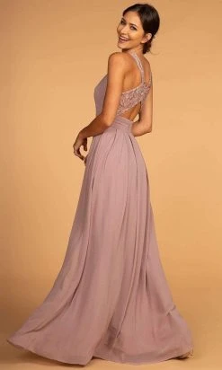 Elizabeth K - GL2605 Lace Halter Chiffon A-line Dress Formal Gowns