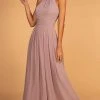 Elizabeth K - GL2605 Lace Halter Chiffon A-line Dress Formal Gowns