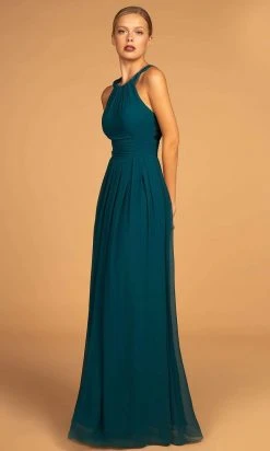 Elizabeth K - GL2605 Lace Halter Chiffon A-line Dress Formal Gowns