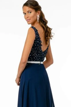 Elizabeth K - GL2653 Embroidered V-Neck A-Line Dress