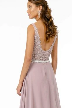 Elizabeth K - GL2653 Embroidered V-Neck A-Line Dress