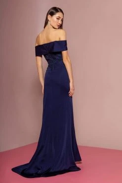 Formal Gowns Elizabeth K - GL2682 Embroidered Off-Shoulder Trumpet Dress
