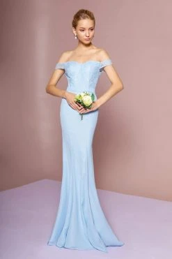 Formal Gowns Elizabeth K - GL2697 Off Shoulder Lace Bodice Mermaid Gown
