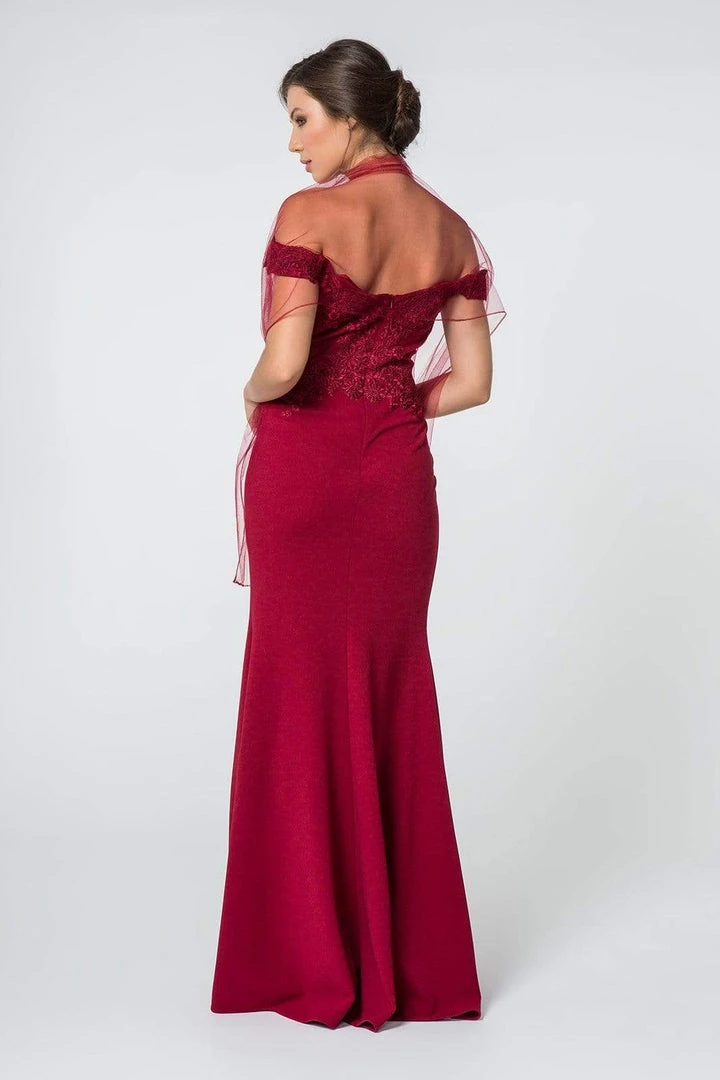 Elizabeth K - GL2708 Embroidered Off-Shoulder Jersey Trumpet Dress 4 Elizabeth K - GL2708 Embroidered Off-Shoulder Jersey Trumpet Dress