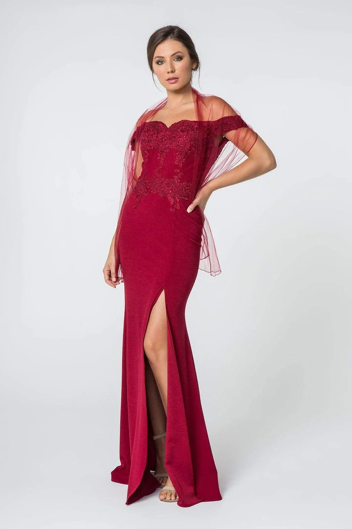 Elizabeth K - GL2708 Embroidered Off-Shoulder Jersey Trumpet Dress 3 Elizabeth K - GL2708 Embroidered Off-Shoulder Jersey Trumpet Dress