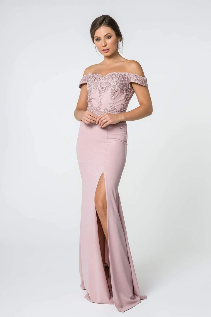 Elizabeth K - GL2708 Embroidered Off-Shoulder Jersey Trumpet Dress 7 Elizabeth K - GL2708 Embroidered Off-Shoulder Jersey Trumpet Dress