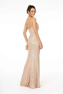 Elizabeth K - GL2918 Sequined Plunging V-neck Sheath Dress Formal Gowns 15 Elizabeth K - GL2918 Sequined Plunging V-neck Sheath Dress Formal Gowns