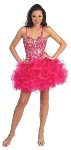 Cocktail Dresses Elizabeth K - GS1024 Organza Corset Style Ruffle Dress