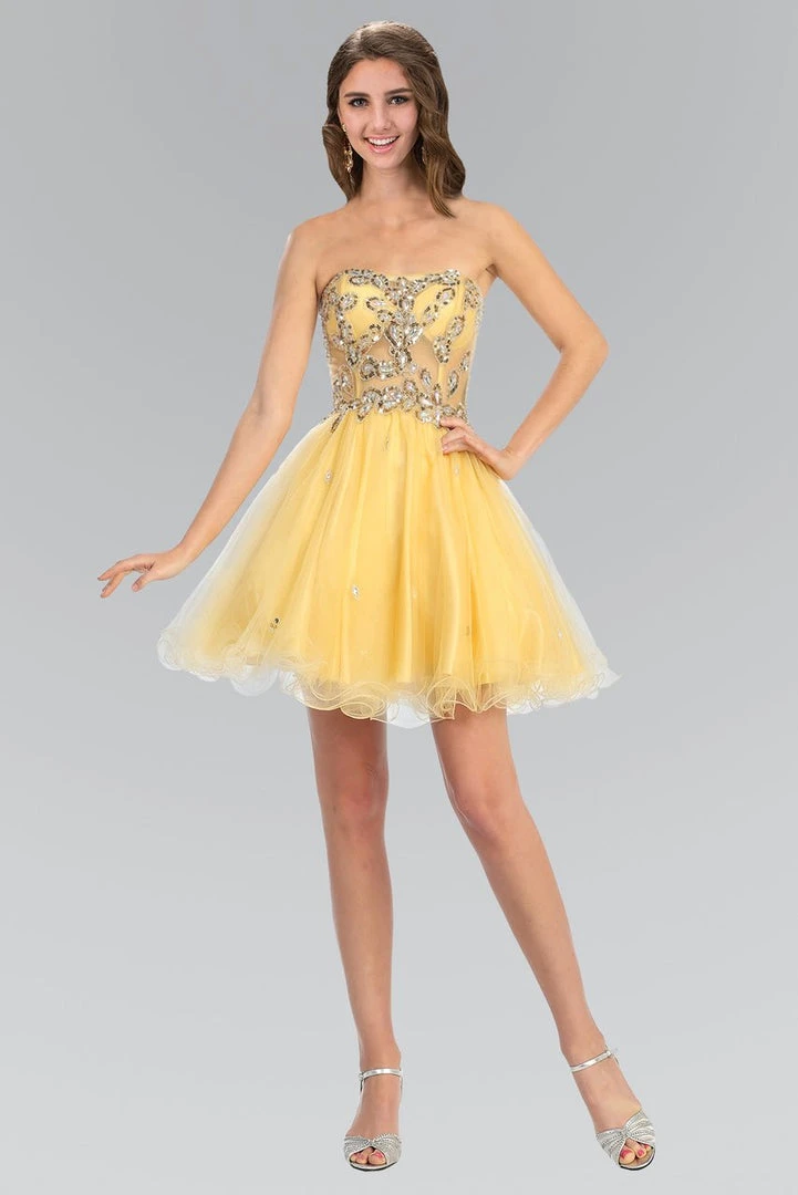 Elizabeth K - GS1107 Beaded Sweetheart Neck Tulle Short Dress Cocktail Dresses 3 Elizabeth K - GS1107 Beaded Sweetheart Neck Tulle Short Dress Cocktail Dresses