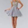 Elizabeth K - GS1335 Jewel-Toned Illusion Tulle Dress Cocktail Dresses