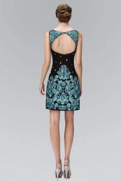 Cocktail Dresses Elizabeth K - GS1437 Embroidered Lace V-Neck Cocktail Dress