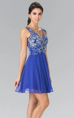 Elizabeth K - GS1467 Sleeveless V-Neck Cocktail Dress Cocktail Dresses 8 Elizabeth K - GS1467 Sleeveless V-Neck Cocktail Dress Cocktail Dresses