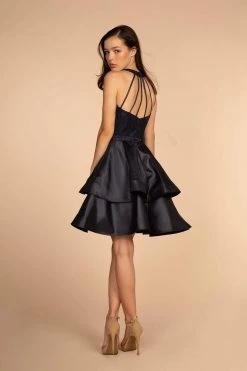 Elizabeth K - GS1603 Strappy Tiered A-Line Cocktail Dress
