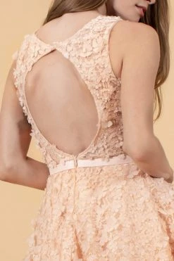 Elizabeth K - GS1604 Dimensional Floral Appliqued Lace Cocktail Dress Cocktail Dresses 13 Elizabeth K - GS1604 Dimensional Floral Appliqued Lace Cocktail Dress Cocktail Dresses