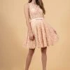 Elizabeth K - GS1604 Dimensional Floral Appliqued Lace Cocktail Dress Cocktail Dresses