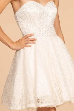 Cocktail Dresses Elizabeth K - GS1611 Strapless Jeweled Lace A-Line Dress 18 Cocktail Dresses Elizabeth K - GS1611 Strapless Jeweled Lace A-Line Dress