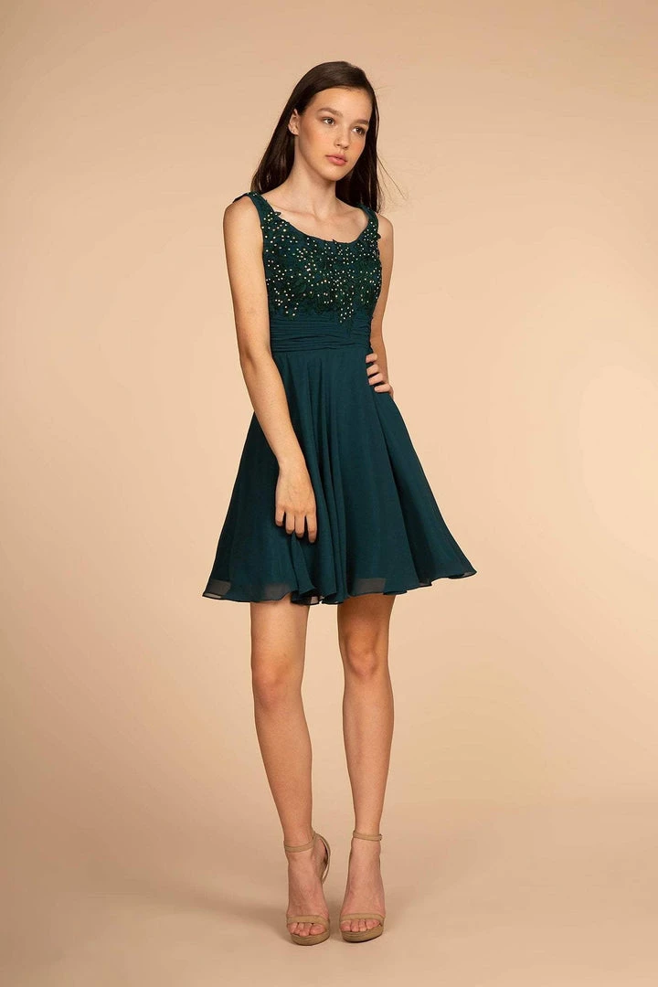 Cocktail Dresses Elizabeth K - GS1612 Embroidered Pleated Waist Cocktail Dress 7 Cocktail Dresses Elizabeth K - GS1612 Embroidered Pleated Waist Cocktail Dress