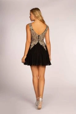 Elizabeth K - GS1625 Embroidered Lace Appliqued Short Dress Cocktail Dresses