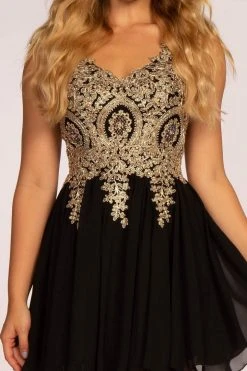 Elizabeth K - GS1625 Embroidered Lace Appliqued Short Dress Cocktail Dresses