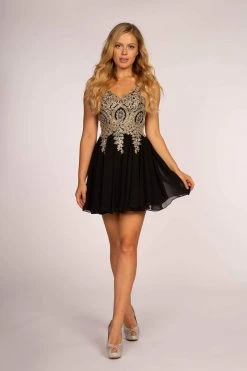 Elizabeth K - GS1625 Embroidered Lace Appliqued Short Dress Cocktail Dresses